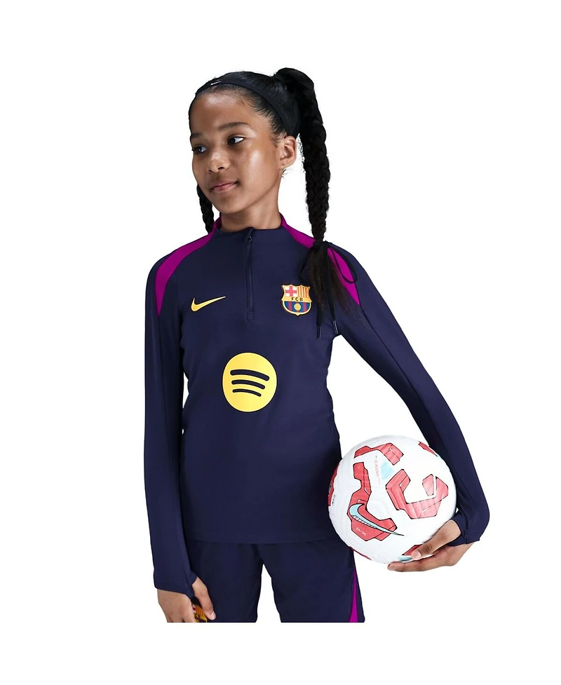 Nike Big Boys and Girls Navy Barcelona 2025/26 Strike Drill Quarter-Zip Long Sleeve Top