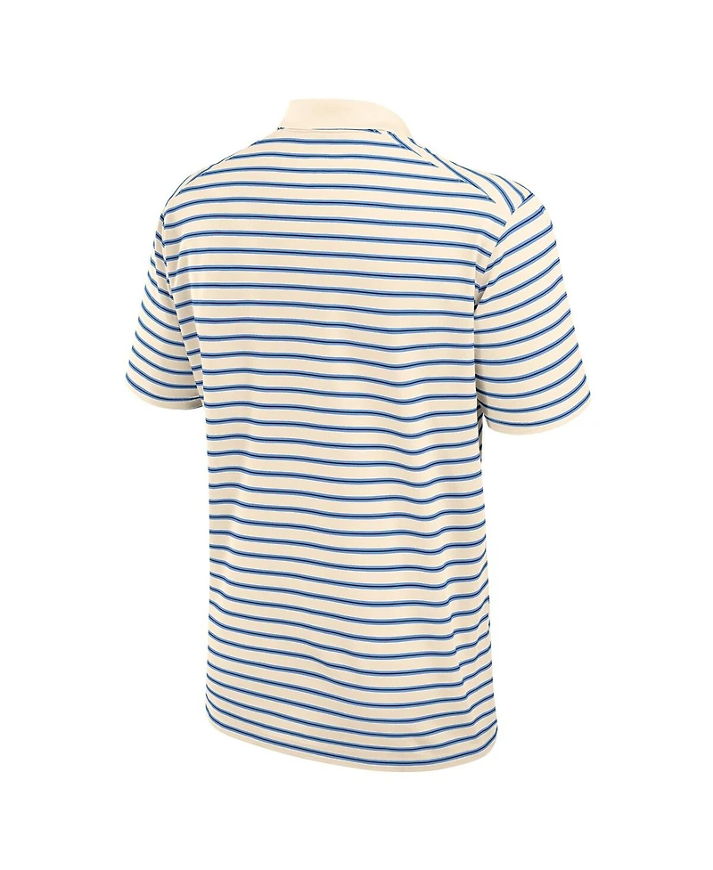 Jordan Men's Tan/Carolina Blue North Carolina Tar Heels Striped Primary Logo Performance Polo Shirt