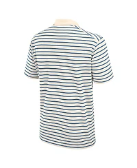 Jordan Men's Tan/Carolina Blue North Carolina Tar Heels Striped Primary Logo Performance Polo Shirt