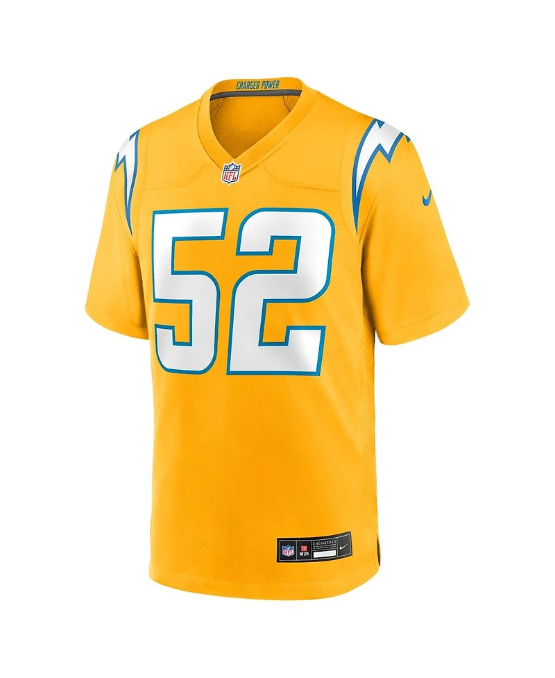 Nike Men's Khalil Mack Gold Los Angeles Chargers Alternate Charger Power Game Player Jersey