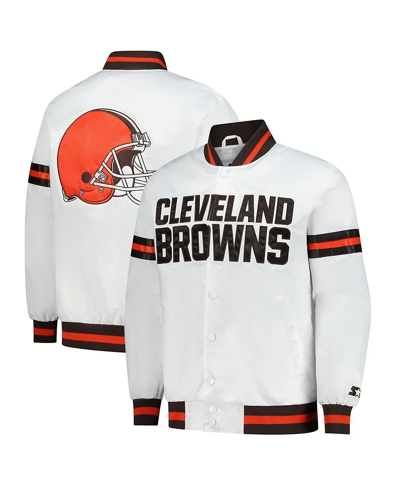 Starter Men's White Cleveland Browns Scout Full-Snap Varsity Jacket