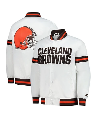 Starter Men's White Cleveland Browns Scout Full-Snap Varsity Jacket