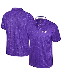 Colosseum Men's Purple Tcu Horned Frogs Football Print Polo Shirt