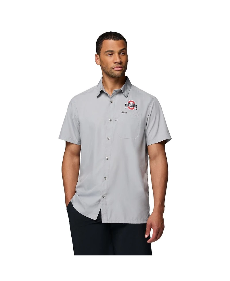 Columbia Men's Gray Ohio State Buckeyes Slack Tide Camp Button-Up Shirt