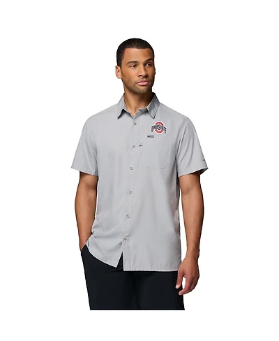 Columbia Men's Gray Ohio State Buckeyes Slack Tide Camp Button-Up Shirt