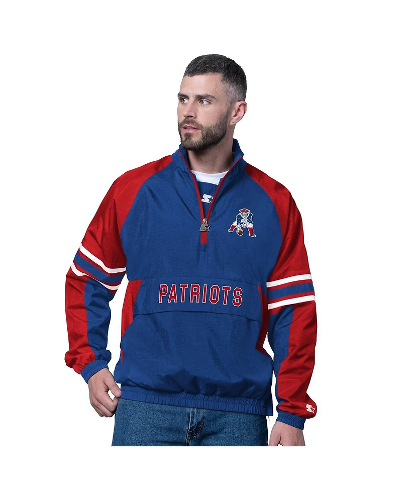 Starter Men's Royal New England Patriots Vintage Logo Prospect Half-Zip Pullover Sweatshirt