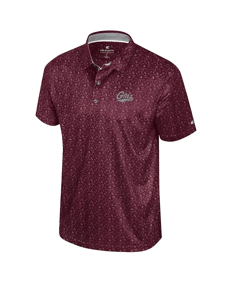 Colosseum Men's Maroon Montana Grizzlies Football Print Polo Shirt
