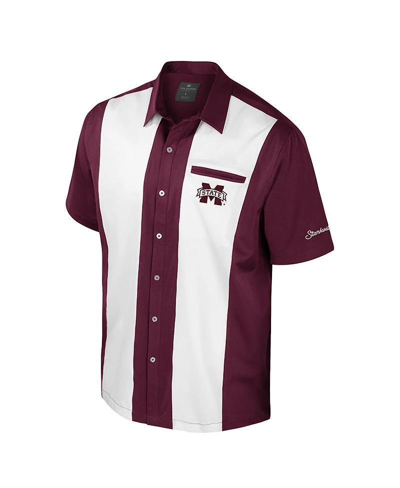 Colosseum Men's Maroon Mississippi State Bulldogs Strike Bowling Button-Up Shirt