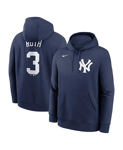 Nike Men's Babe Ruth Navy New York Yankees Retired Player Name Number Club Pullover Hoodie