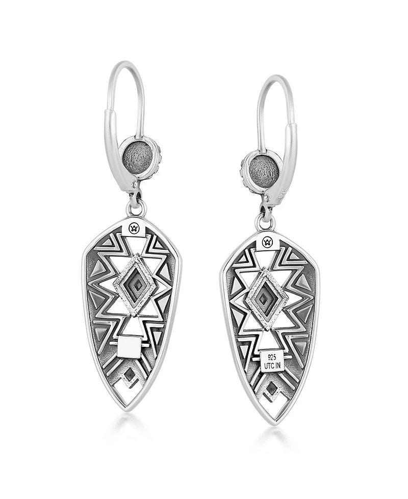 American West Jewelry Sterling Silver Patterned Dangle Lever Back Earrings