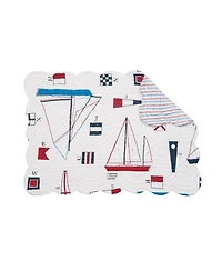 C&F Home Windward Port Sail Boat Nautical Cotton Quilted Reversible Patriotic Placemats Set of 6, 13" x 19"
