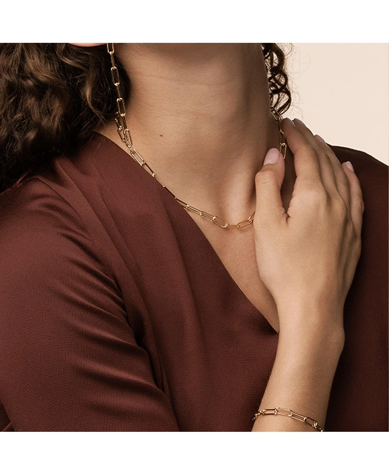 Sterling Silver 18k Gold Plated Amelia Chain Statement Bracelet, Necklace & Mismatching Earrings Set