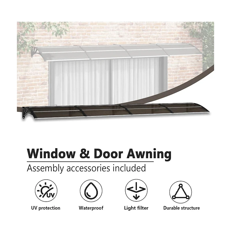 Door Canopy Black 157.5"x29.5" Polycarbonate