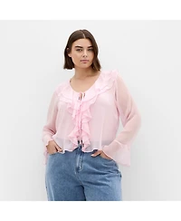 City Chic Plus Luscious Sheer Ruffles Top