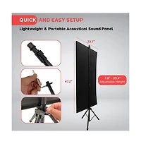 Pyle PSiP24 Acoustic Isolation Absorber Shield Sound Wall Panel Studio Foam Dampening Wedge with Adjustable Stand Charcoal Gray