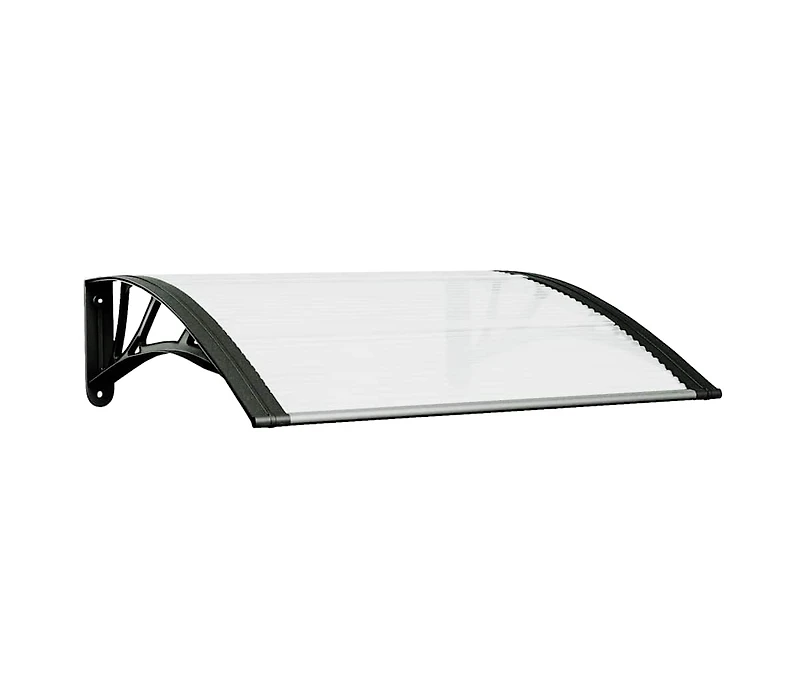 vidaXL Door Canopy Black, Transparent Polycarbonate, Abs, Aluminum