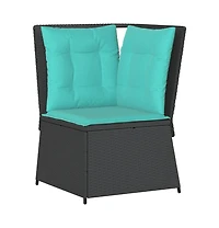 Patio Sofa Black Pe rattan Compact Adjustable Feet Patio Sofa