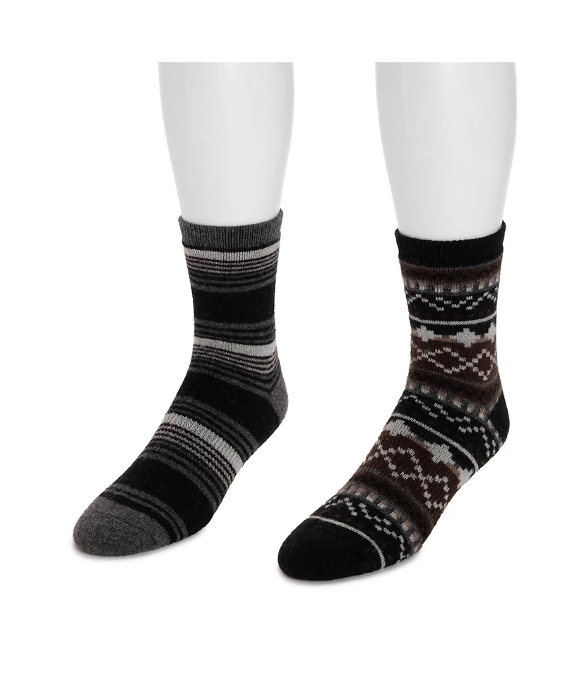 Muk Luks Men's Wool 6 Inch Socks (2 Pair Pack)