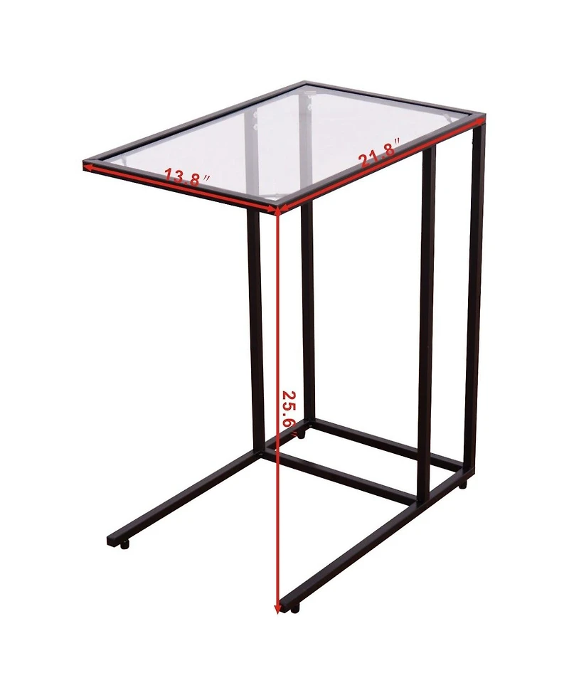 Costway Coffee Tray Side Sofa End Table Ottoman Couch Stand Tv Lap W/Glass Top