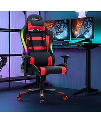 Gymax Gaming Chair Adjustable Swivel Computer Chair w/ Led Lights & Remote