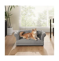 Zeus & Ruta 36.5" Chesterfield Pet Sofa in Uptown Gray