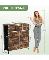 Mr Ironstone 9 Drawer Dresser for Bedroom, Storage Organizer with 12 Drawers, Chest of Drawers with Fabric Bins, Sturdy Metal Frame, Wood Tabletop for
