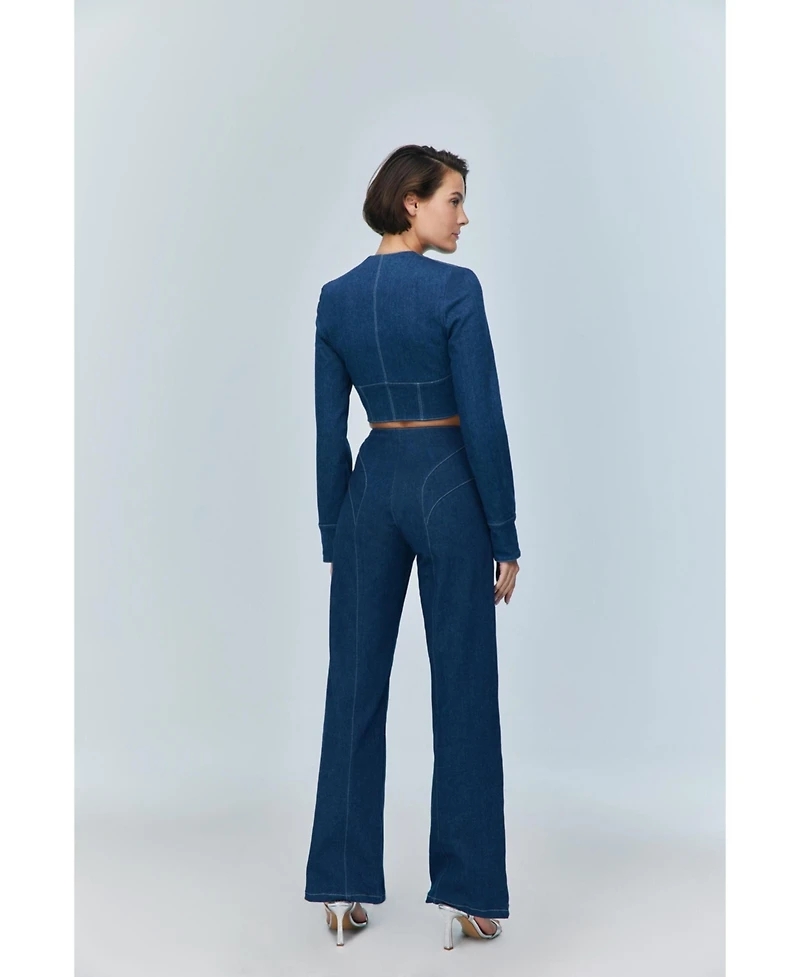 Jendue Women's Myla Corset Denim Top