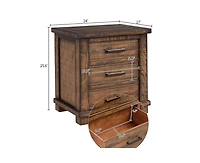 Casainc Rustic Small Cabinet with Three Drawer Reclaimed Solid Wood Farmhouse Nightstand