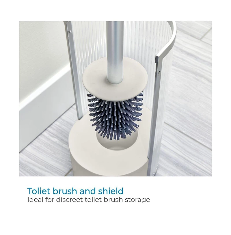 iDesign Fluted Plastic Toilet Brush and Holder - Clear/Satin/Gray