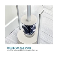 iDesign Fluted Plastic Toilet Brush and Holder - Clear/Satin/Gray