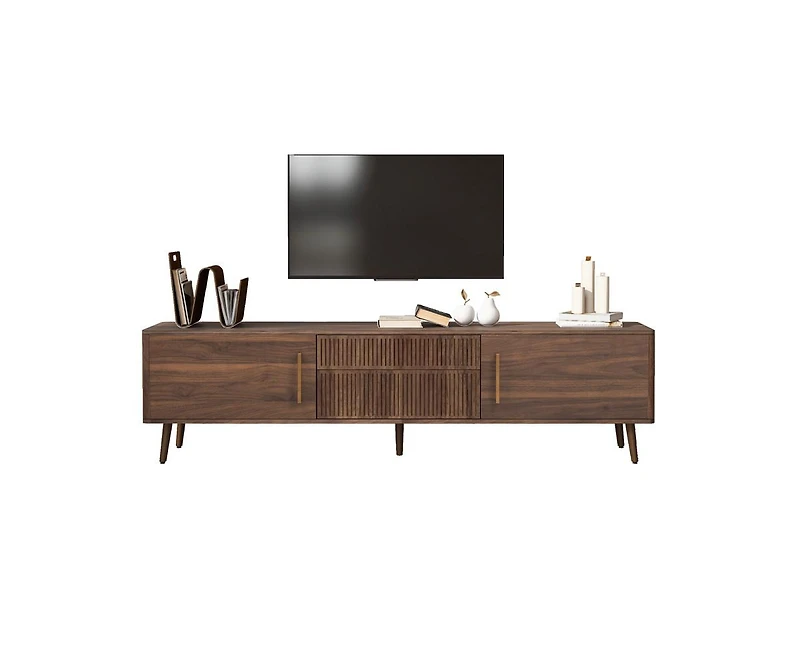Casainc Mid Century Tv Stand with 2 Drawers, Media Console Table for TVs up to 80" with Storage
