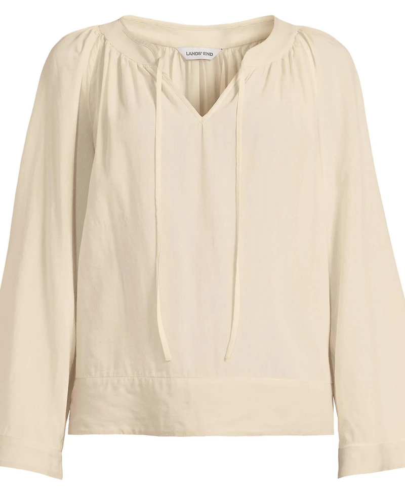 Lands' End Women's Voile Tie Neck Poet Blouse