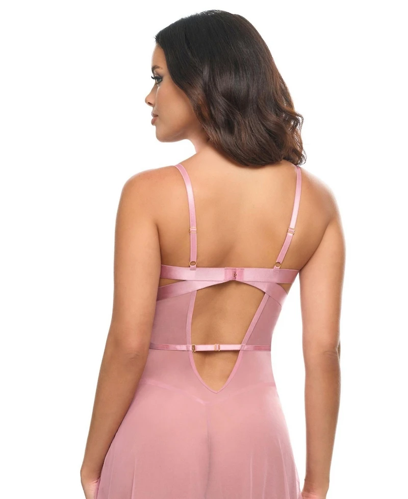 Oh La Cheri Women's Flora Sheer Lace Babydoll