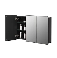 Basicwise 3-Door Aluminum Bathroom Medicine Cabinet, Round Corner Framed Door