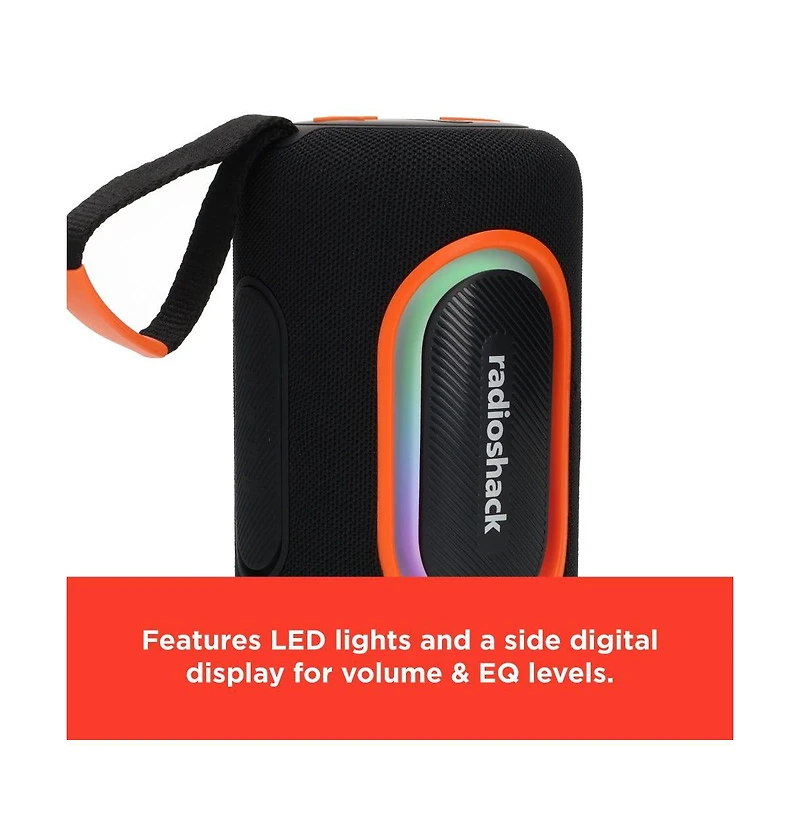 RadioShack Wireless Speaker, 20W, Bluetooth 5.3, Rgb Lights, Waterproof IPX5, Portable 4001779 Black
