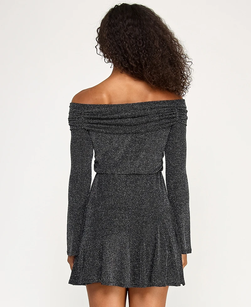 City Studios Juniors' Off-the-Shoulder Metallic Dress