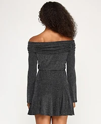City Studios Juniors' Off-the-Shoulder Metallic Dress