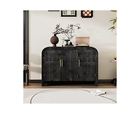 Casainc Retro Minimalist Curved Cabinet with Gold Handles and Adjustable Dividers