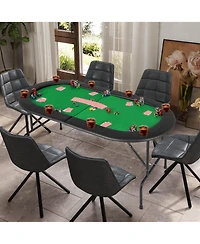 8 Players Poker Table with 8 Cup Holders & Comfy Armrests Smooth Felt Surface