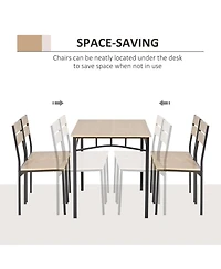 Homcom Rustic Industrial 5-Piece Dining Table Set Metal with 4 Chairs
