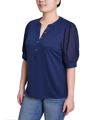 Ny Collection Women's Puff Elbow Sleeve Top
