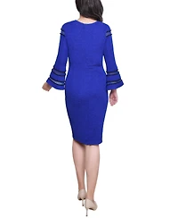 Ny Collection Women's Long Bell Sleeve Dress
