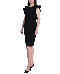 Ny Collection Women's Ruffle Sleeve Scuba Dress