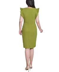 Ny Collection Women's Ruffle Sleeve Scuba Dress