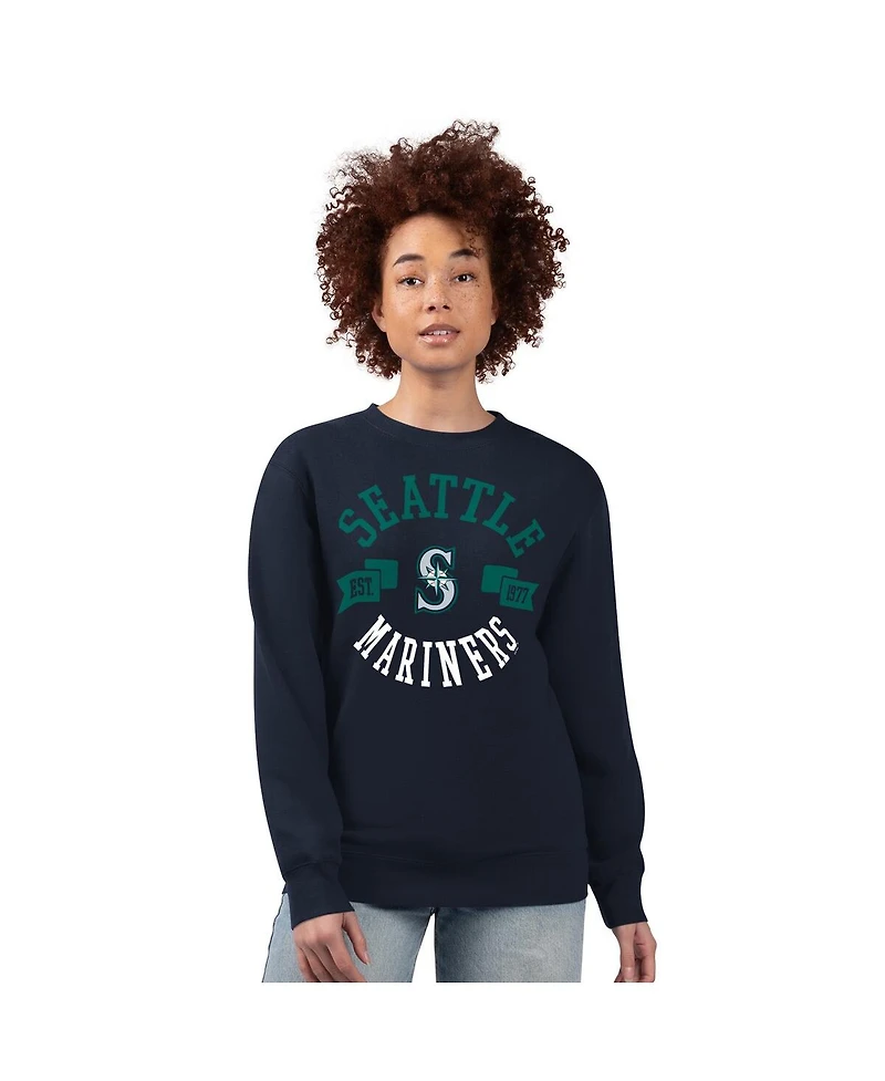 G-iii 4Her by Carl Banks Women's Navy Seattle Mariners Team Logo Fleece Pullover Sweatshirt