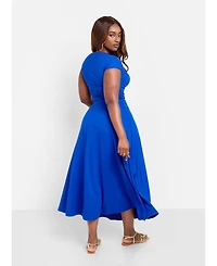 Rebdolls Plus Cotton A Line Midi Skirt - Blue