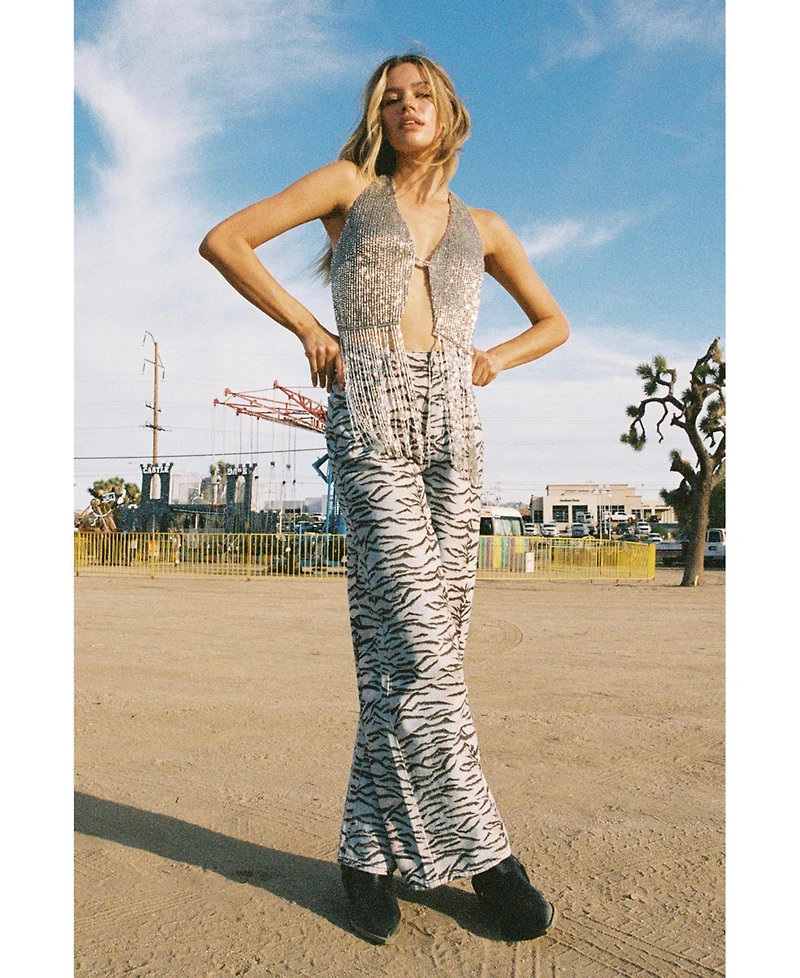 Nasty Gal Women's Bugle Bead Tassel Waistcoat