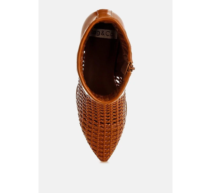 Artisole Woven Pleather Block Boots Women