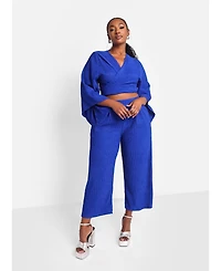 Rebdolls Women's Textured Cropped Wide Leg Pant