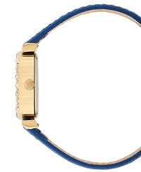 Bcbgmaxazria Women's Halo Blue Leather Strap Watch, 28mm